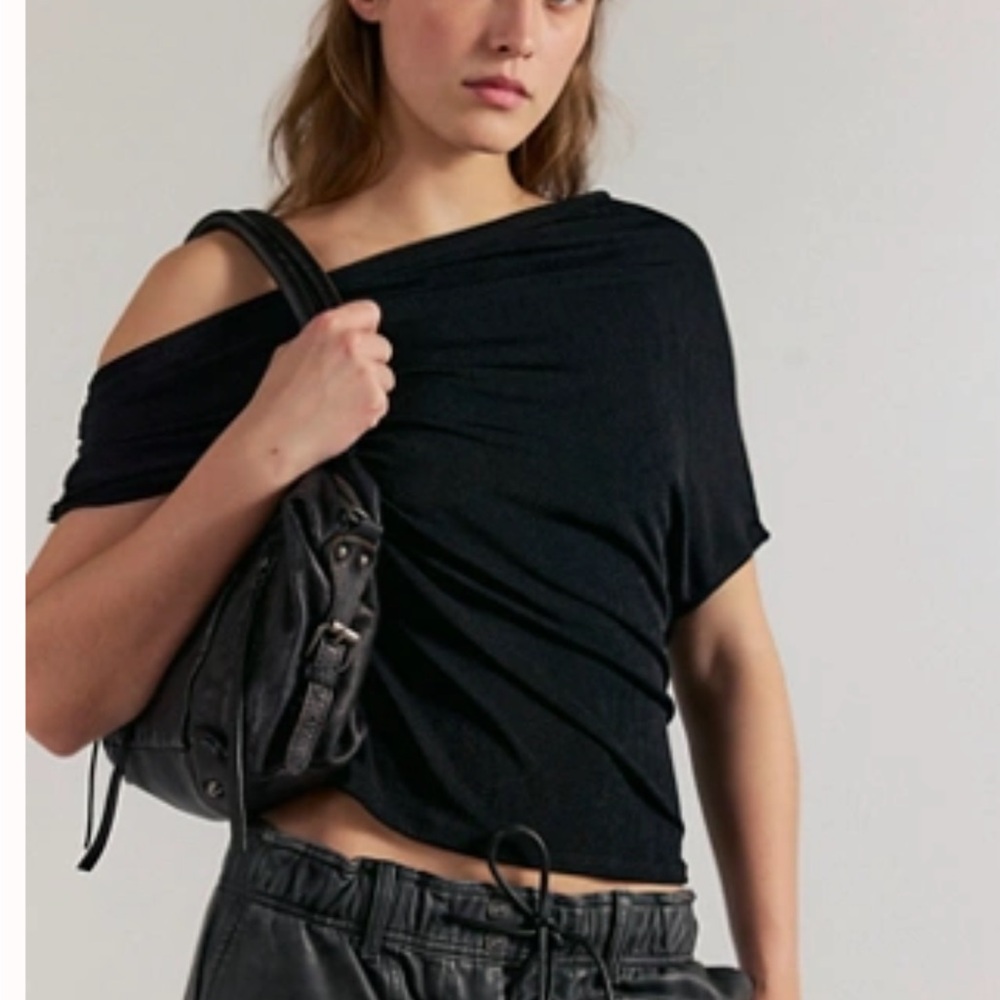 Free People Dolan Off the Shoulder Blouse Top XS NEW SOLD OUT black edgy boho